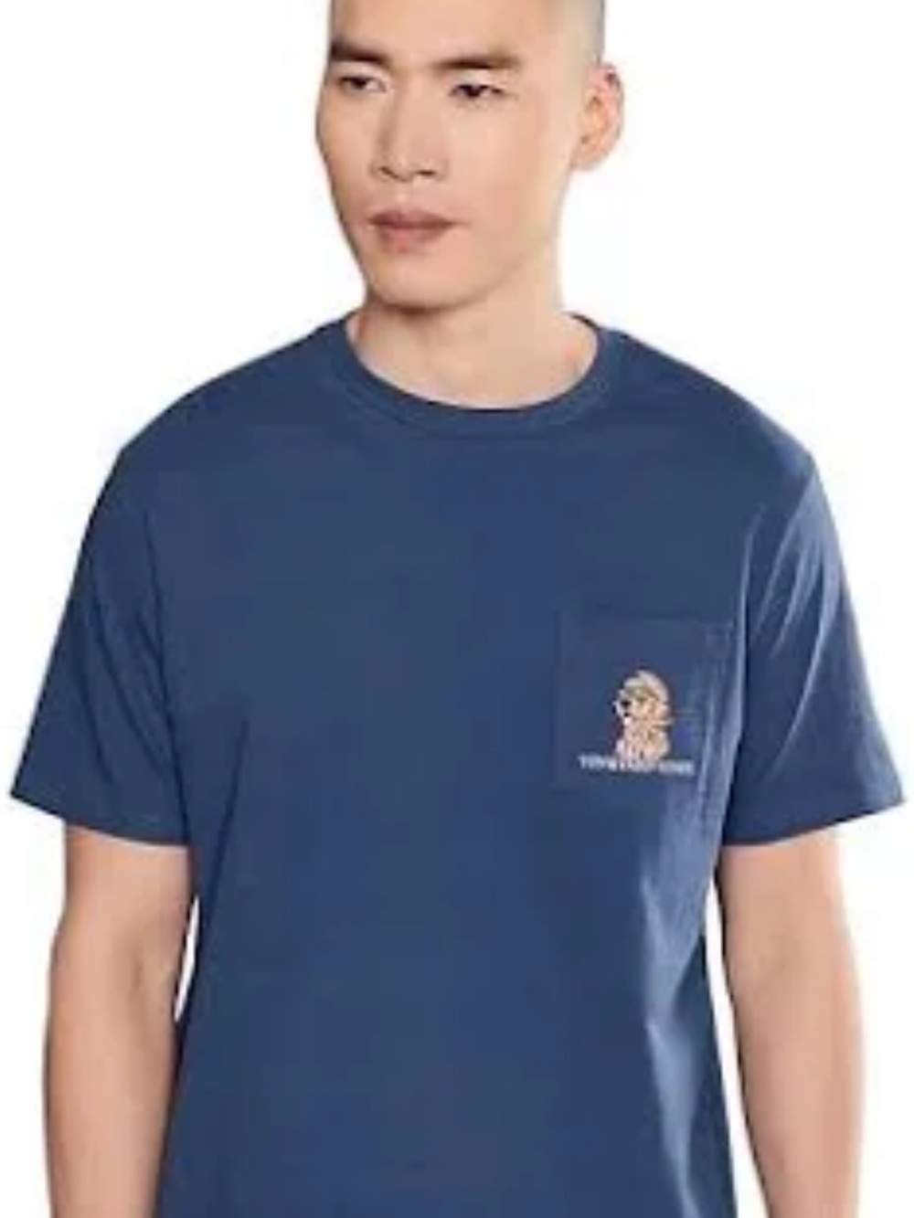 Vineyard Vines Navy Pocket Tee with Dog Graphic